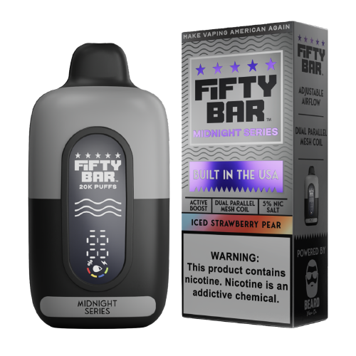 Fifty Bar 20K Iced Strawberry Pear disposable vape at Ember Smoke & Vape in Mesa