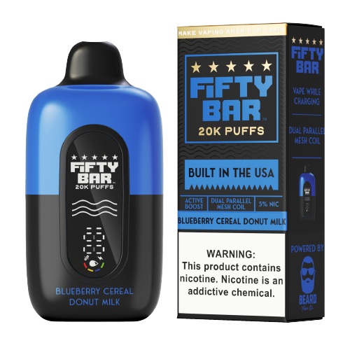 Fifty Bar 20K Blueberry Cereal Donut Milk disposable vape at Ember Smoke & Vape in Mesa