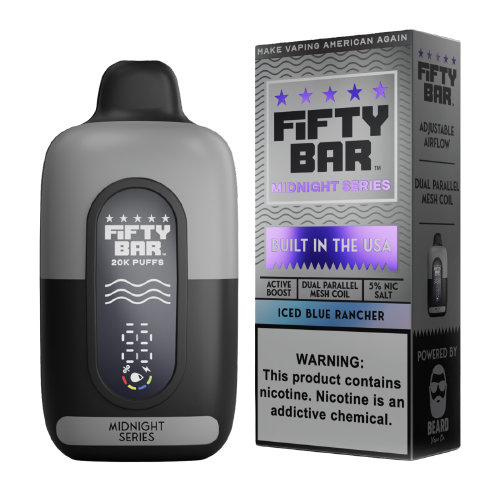 Fifty Bar 20K Iced Blue Rancher disposable vape at Ember Smoke & Vape in Mesa