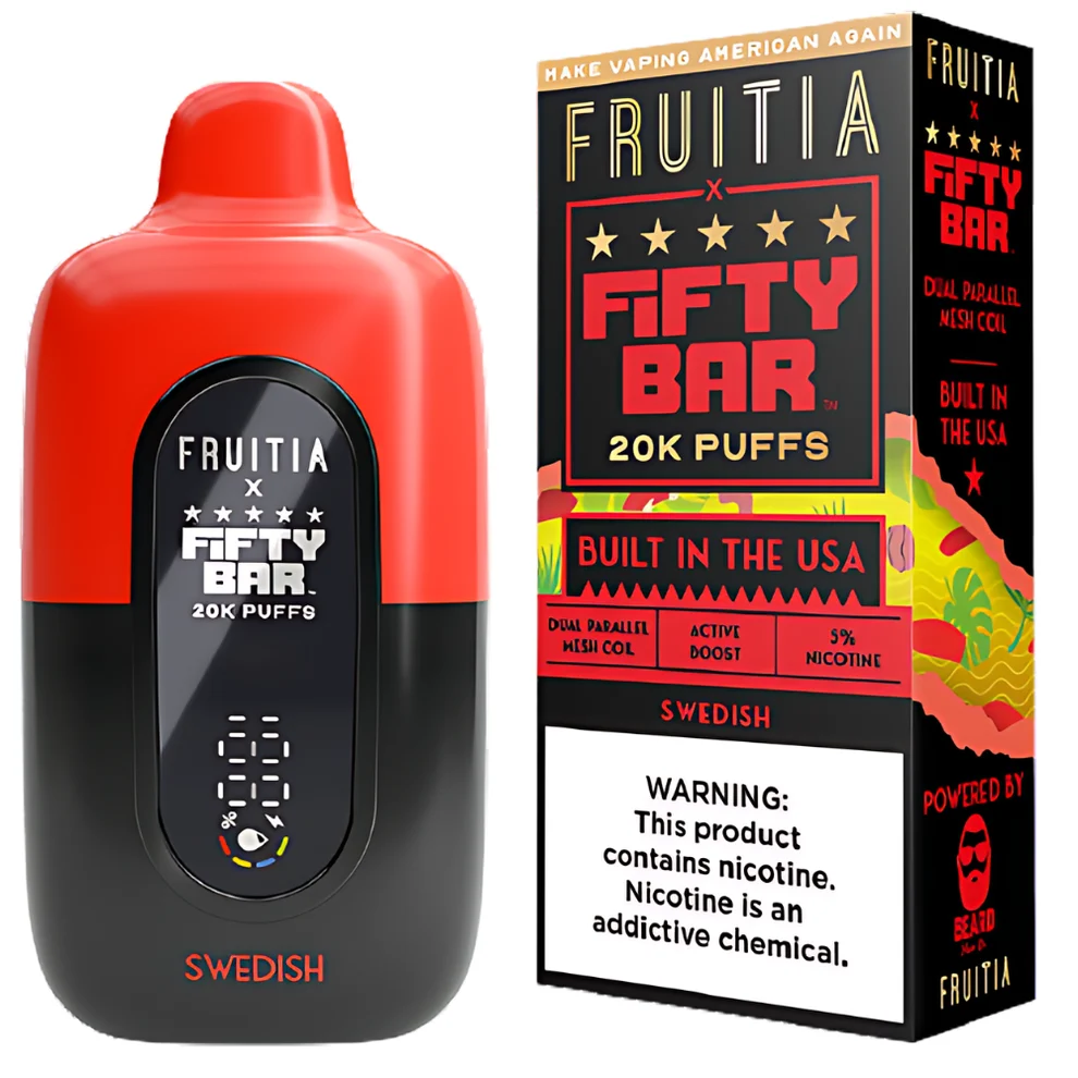 Fruitia X Fifty Bar 20K Swedish disposable vape at Ember Smoke & Vape in Mesa