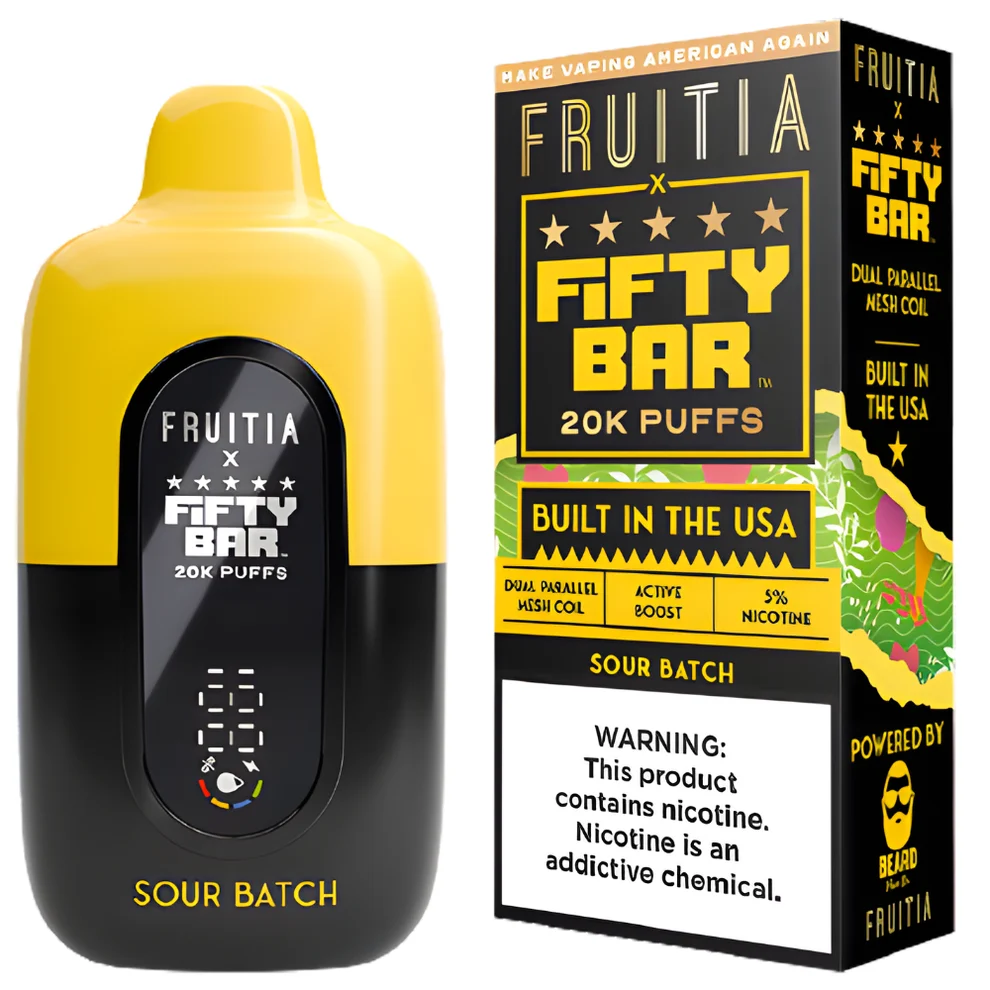 Fruitia X Fifty Bar 20K Sour Batch disposable vape at Ember Smoke & Vape in Mesa