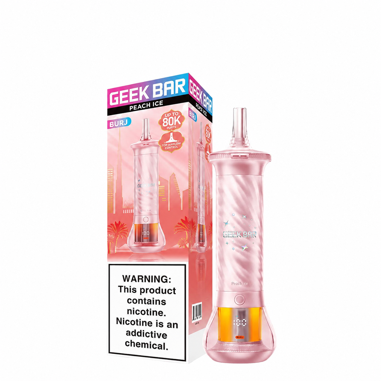 Geek Bar Burj 80K Peach Ice disposable vape at Ember Smoke & Vape in Mesa