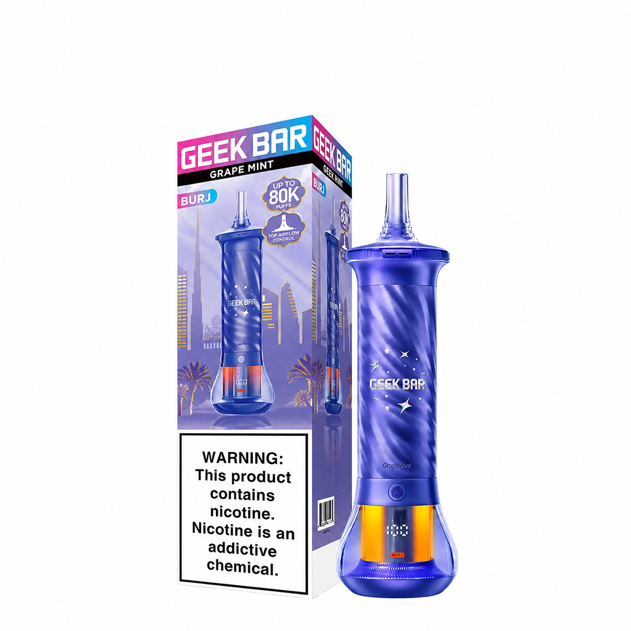 Geek Bar Burj 80K Grape Mint disposable vape at Ember Smoke & Vape in Mesa