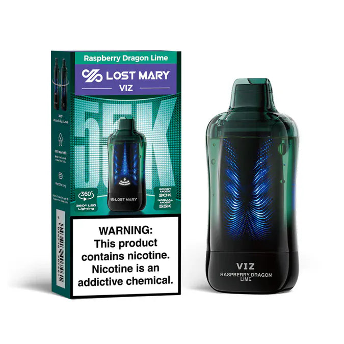 Lost Mary VIZ 55K Raspberry Dragon Lime disposable vape at Ember Smoke & Vape in Mesa