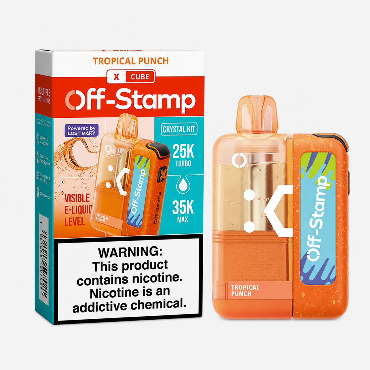 Off-Stamp X Cube Crystal Kit Tropical Punch disposable vape at Ember Smoke & Vape in Mesa