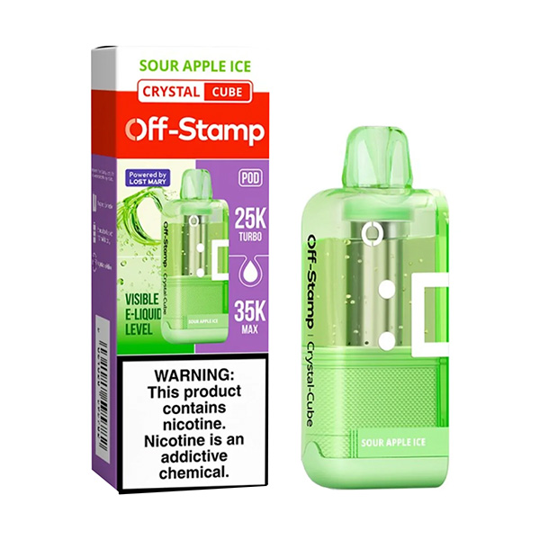 Off-Stamp Crystal Cube Pod Sour Apple Ice at Ember Smoke & Vape in Mesa