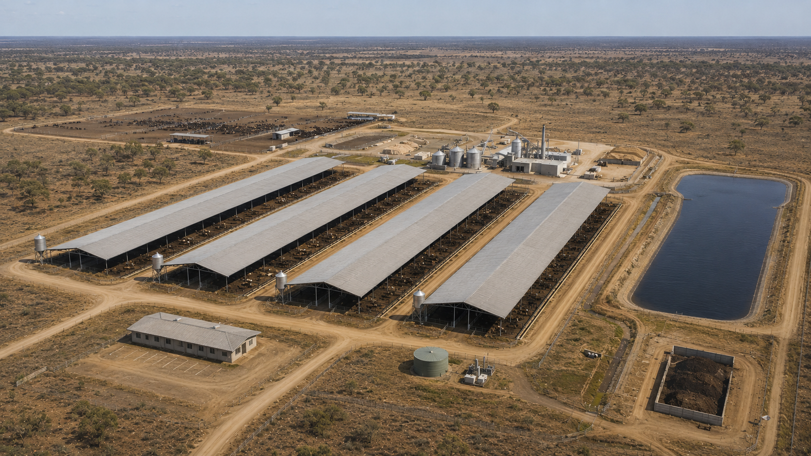 Conceptual render of the Iona Project feedlot alongside the processing precinct
