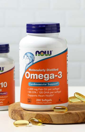 	Omega-3 fish oil softgel bottle
