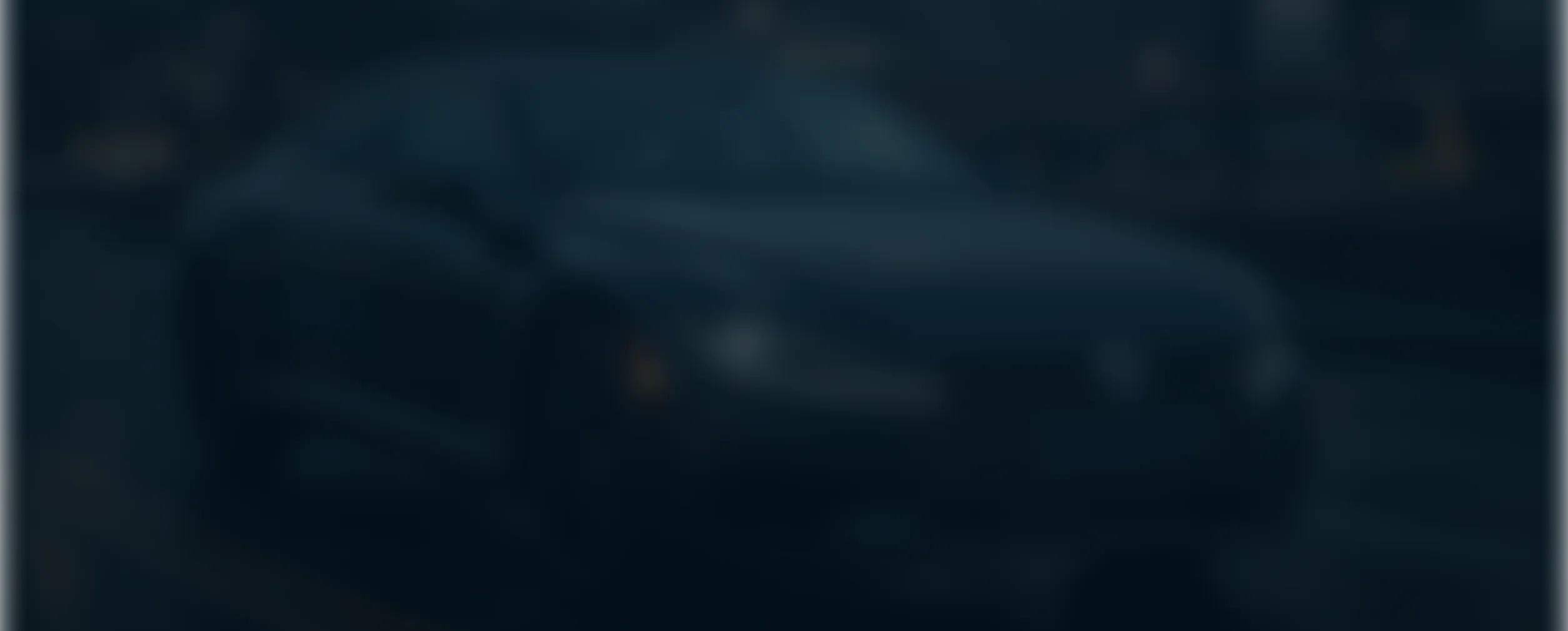 Dark, blurry image of a car with headlights on at night.