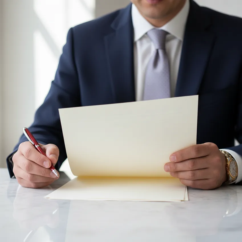 Avocat d'affaires traitant un sujet de droit des contrats