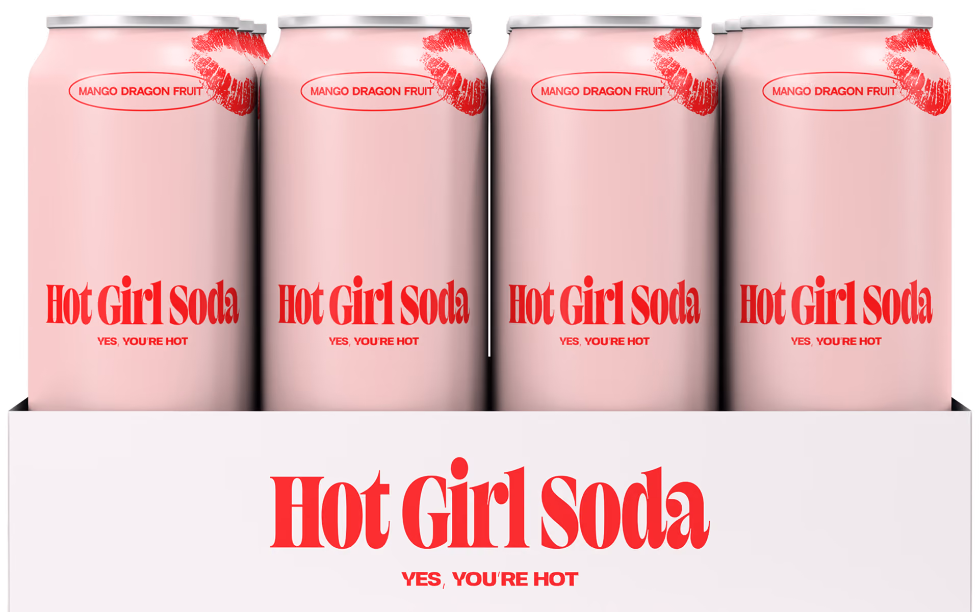 Hot Girl Soda mango dragon fruit soda four-pack packaging