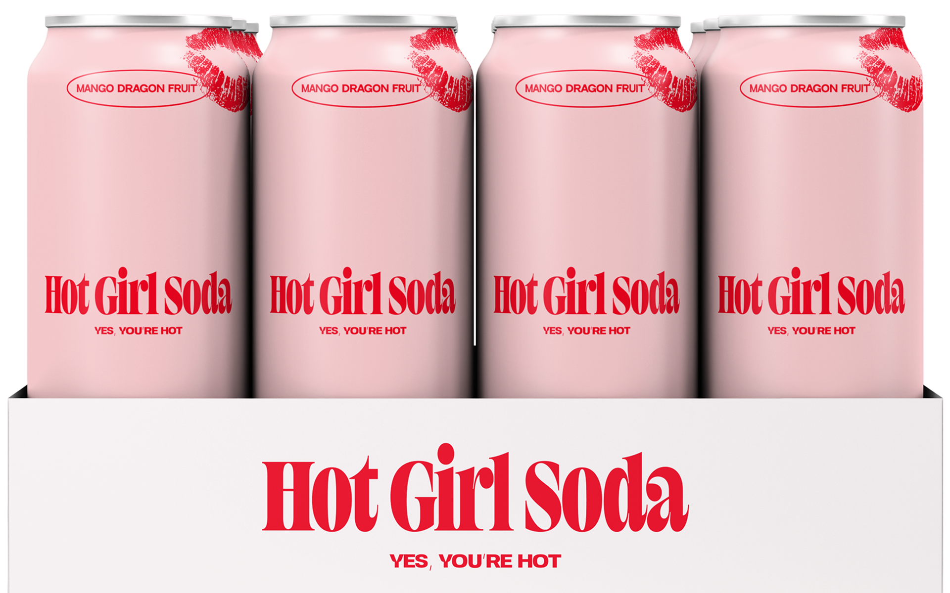 Hot Girl Soda mango dragon fruit soda four-pack packaging