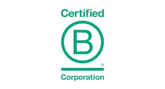 Certified B Corporation logo with a large B in a circle between the words Certified and Corporation.