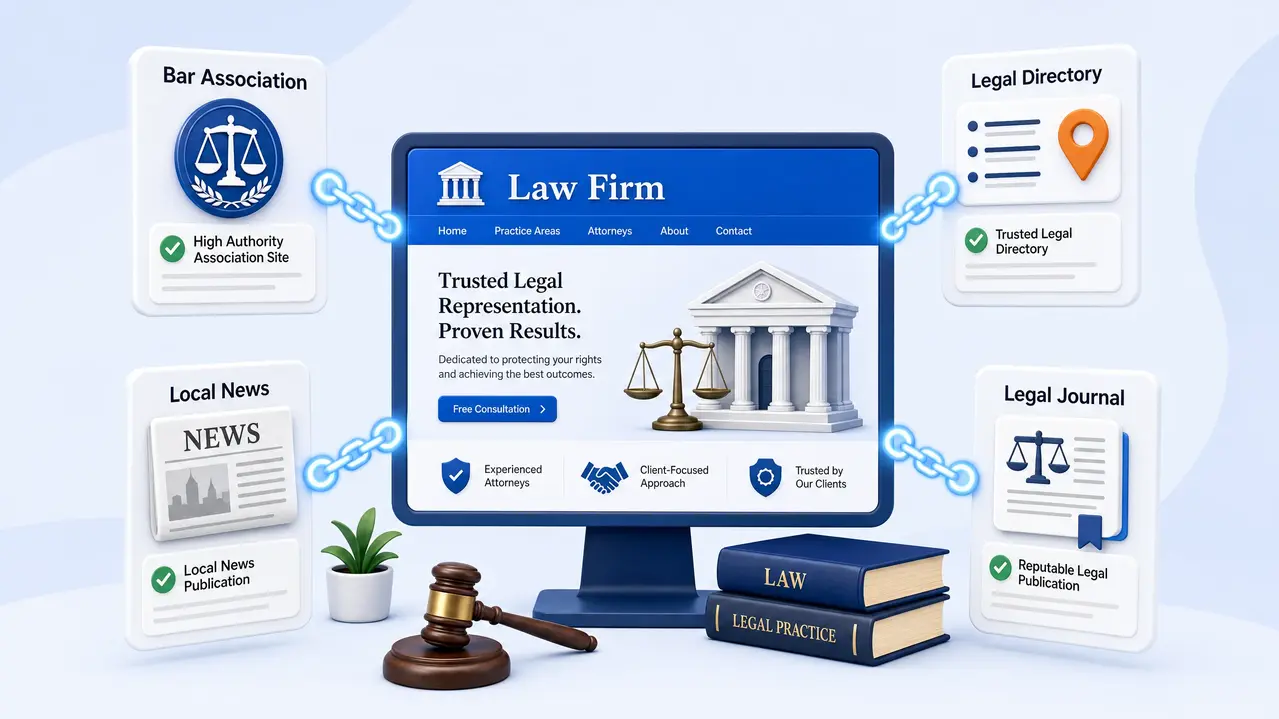 Legal backlinks and authority sources for law firms