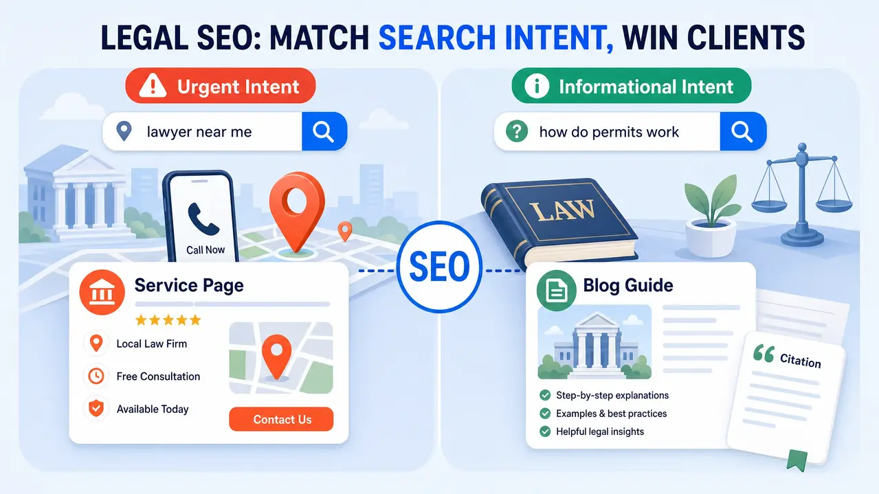 Legal SEO keywords and search intent examples