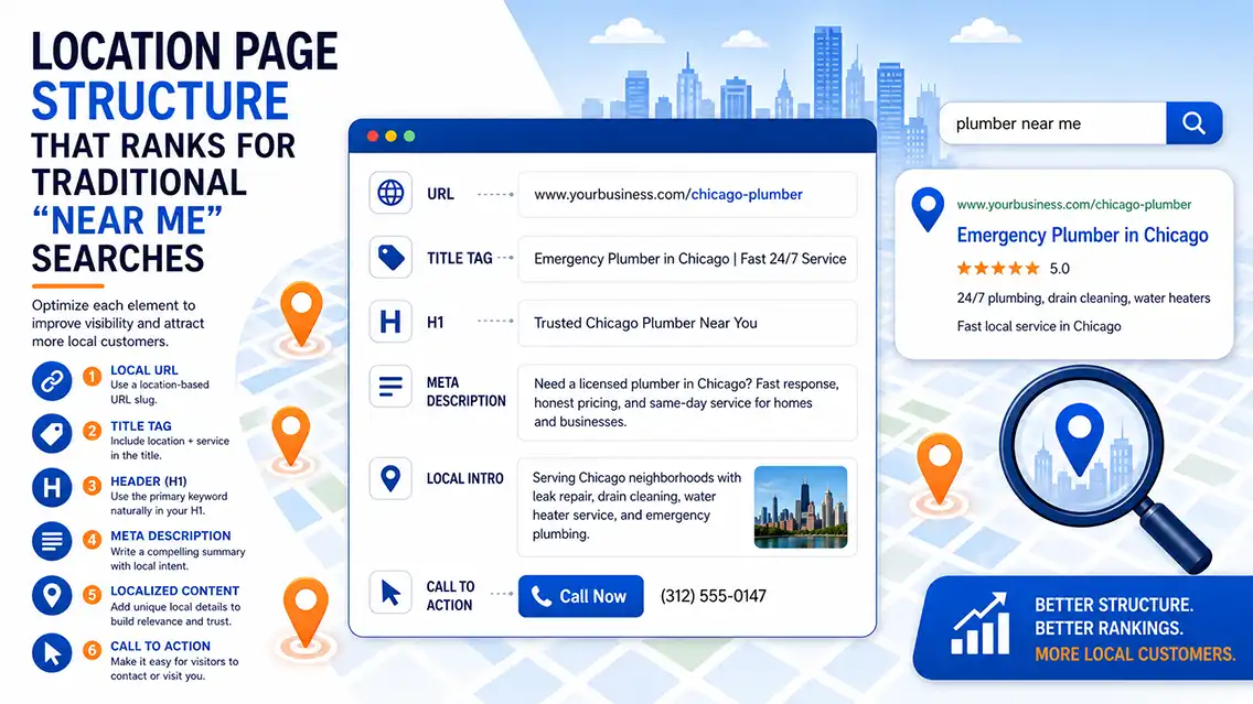 Location page structure for near me SEO