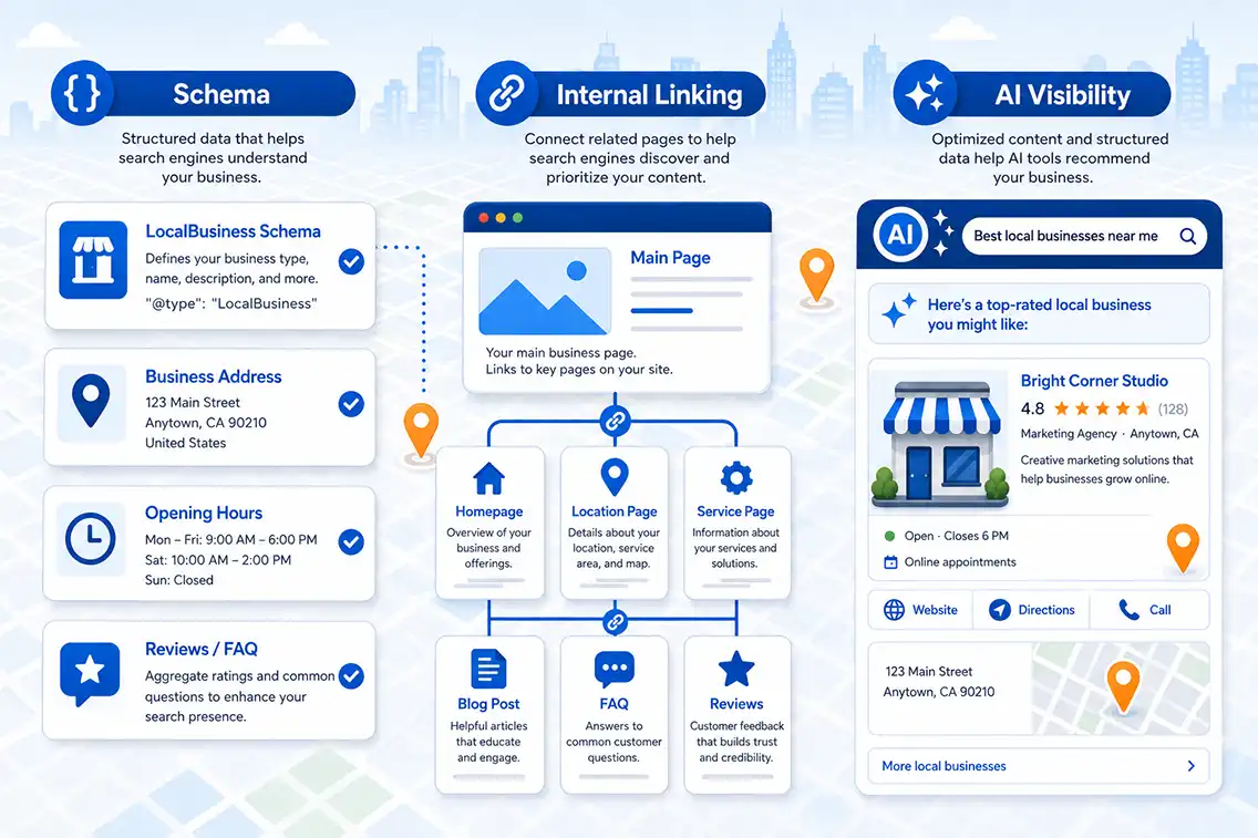 Local SEO schema and internal linking