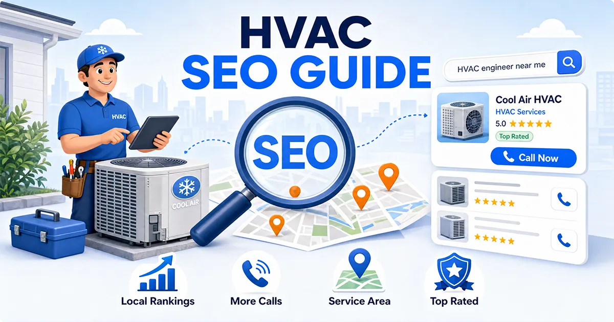 HVAC SEO guide with local rankings, calls, and service area search results