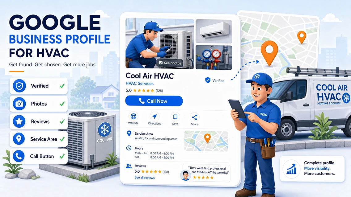 Comparison of general SEO and local HVAC SEO with search intent, map results, and nearby HVAC customers