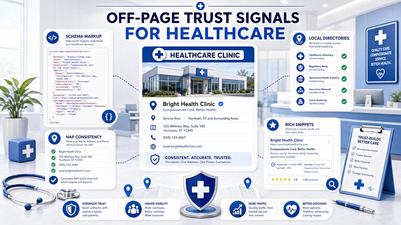 Off-page trust signals for healthcare SEO