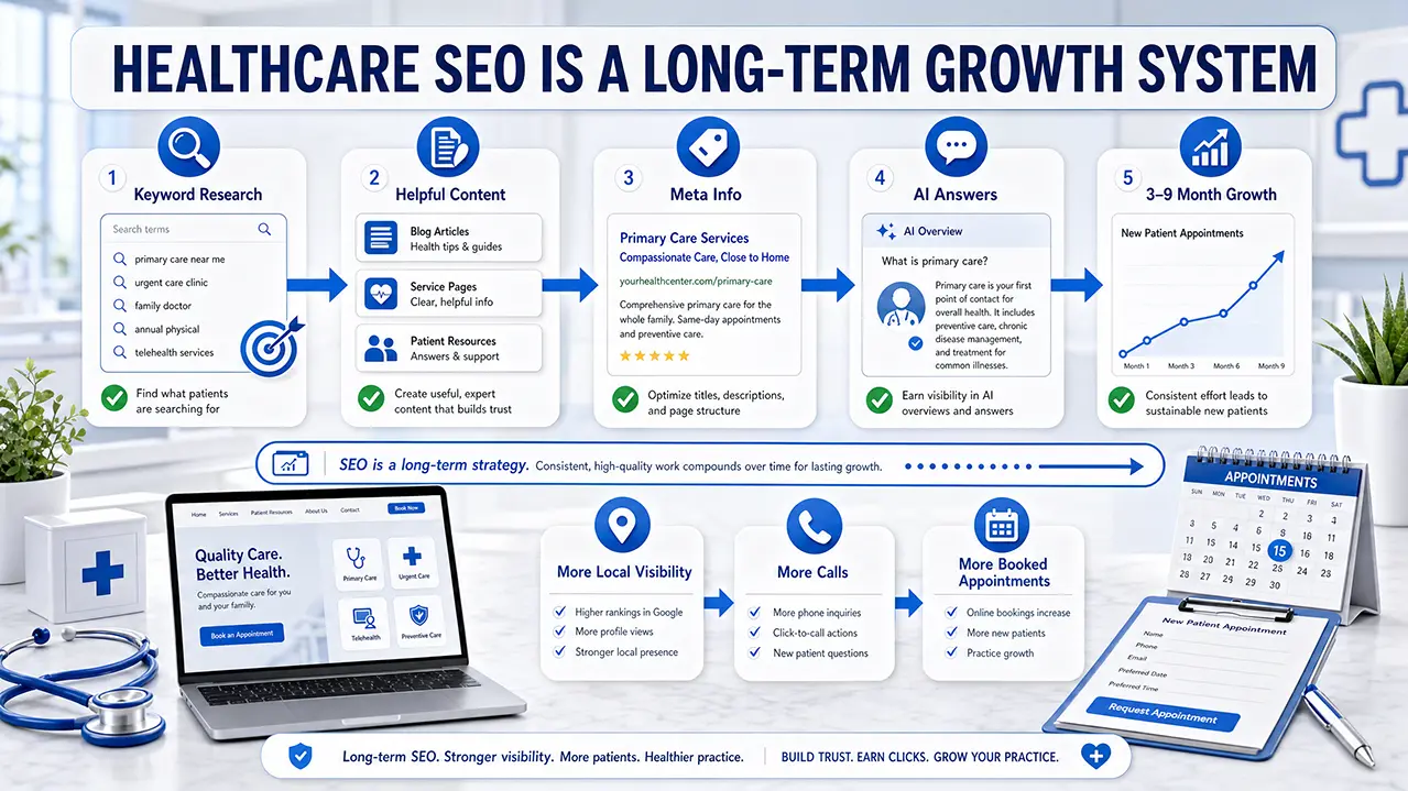 Long-term healthcare SEO growth system