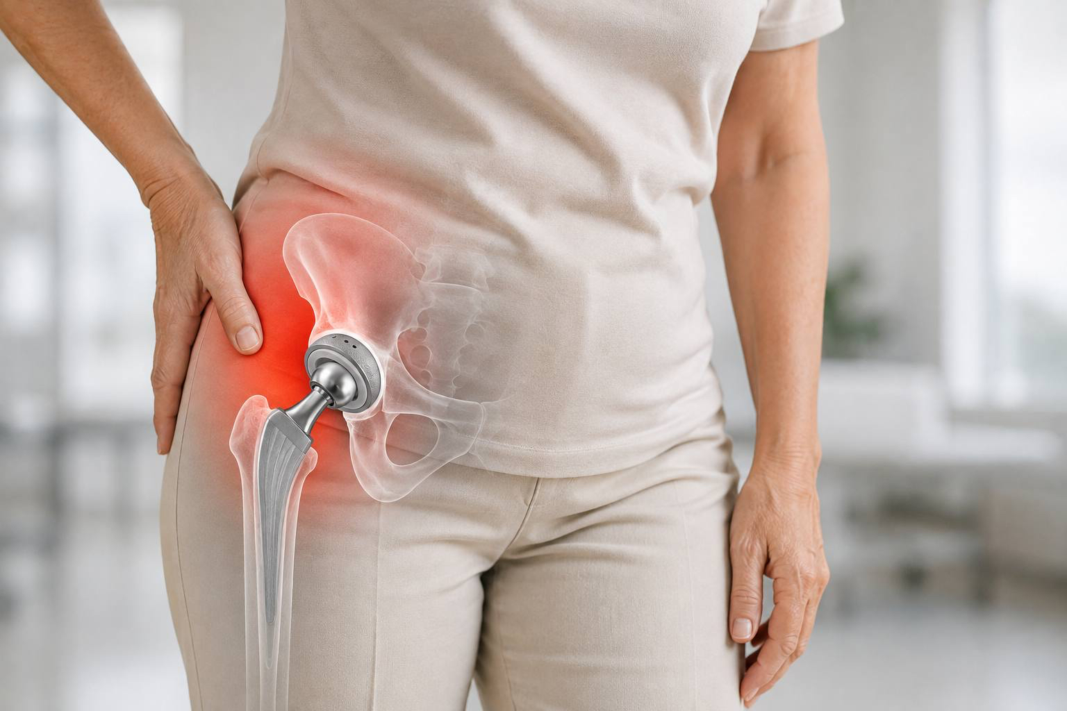 Hip replacement implant illustration