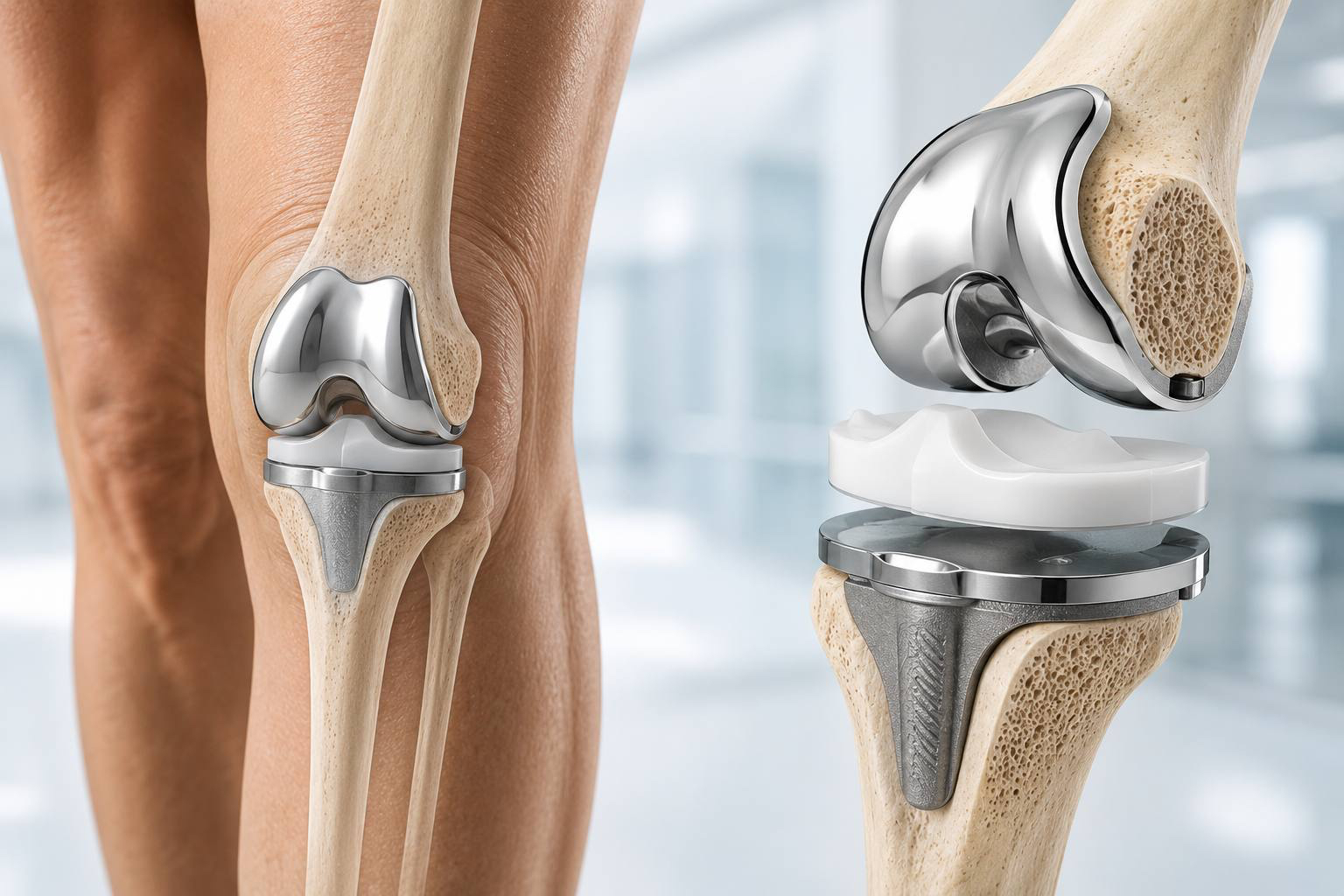 Knee replacement implant illustration