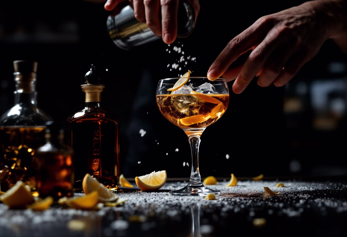 image of cocktail being prepared (for a distillery)