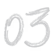 Black background with large, brushstroke-style dark gray number 03 centered.
