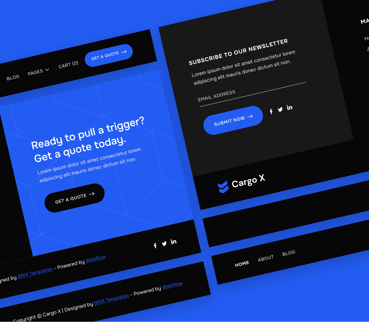 3 Headers And Footers - Cargo X Webflow Template