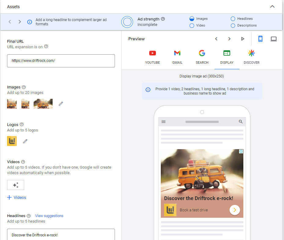 Google Performance Max campaign preview