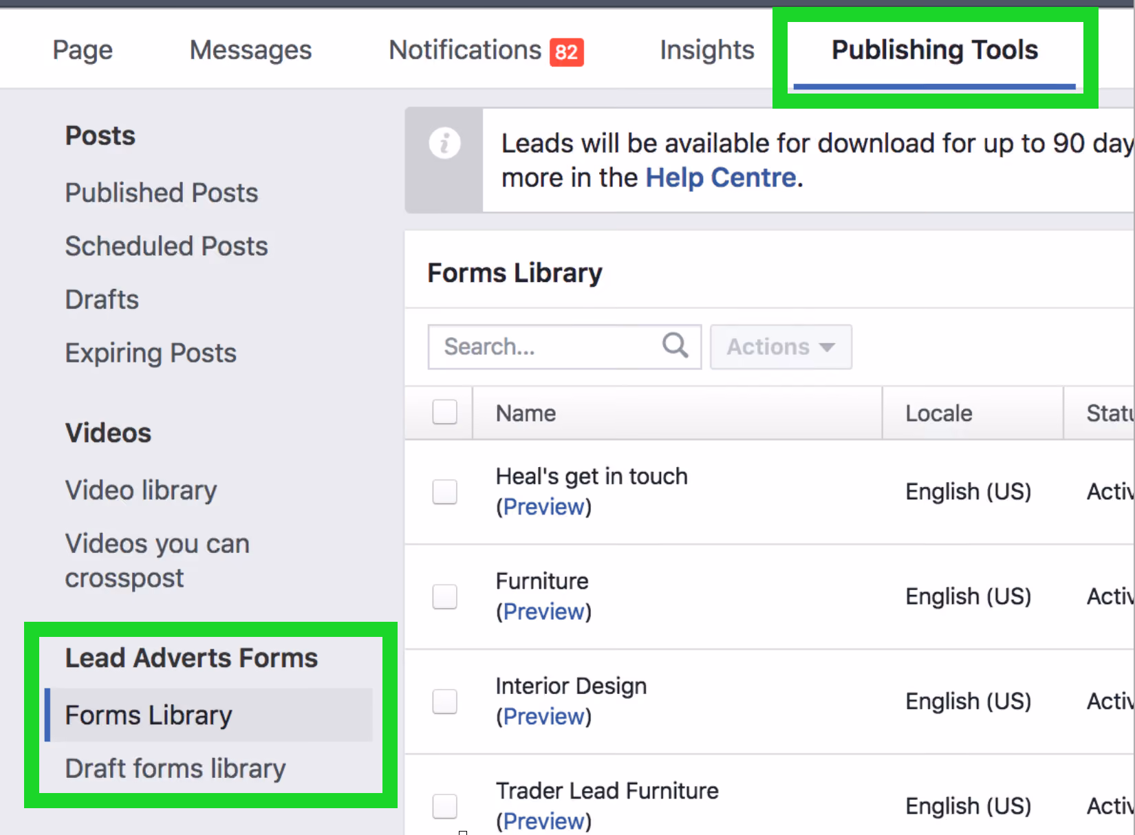 Facebook Lead Ads Forms Library