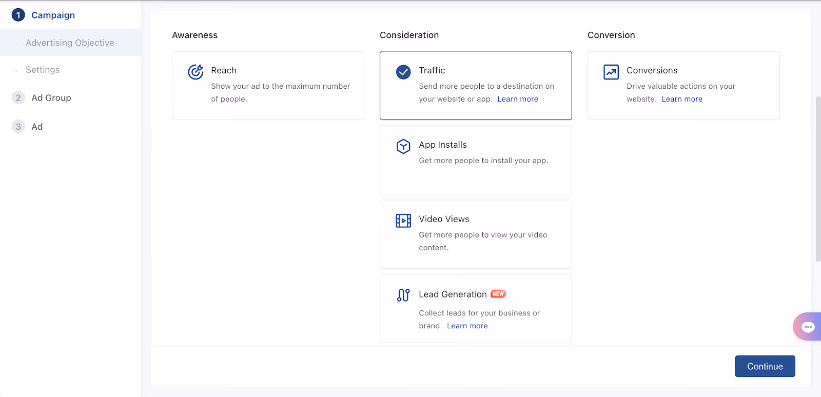 TikTok - Selecting Campaign Objectve