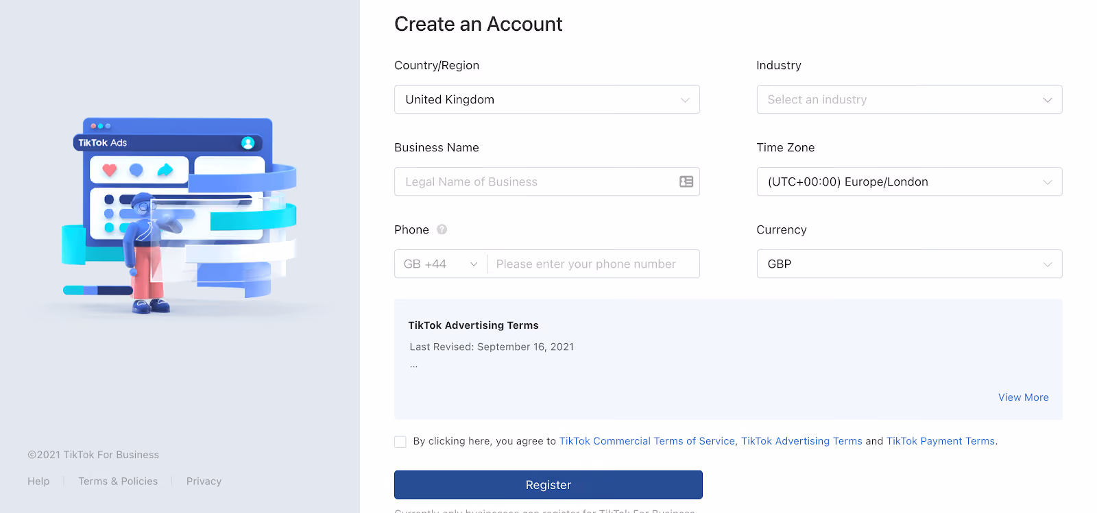 TikTok - Create an Account for business
