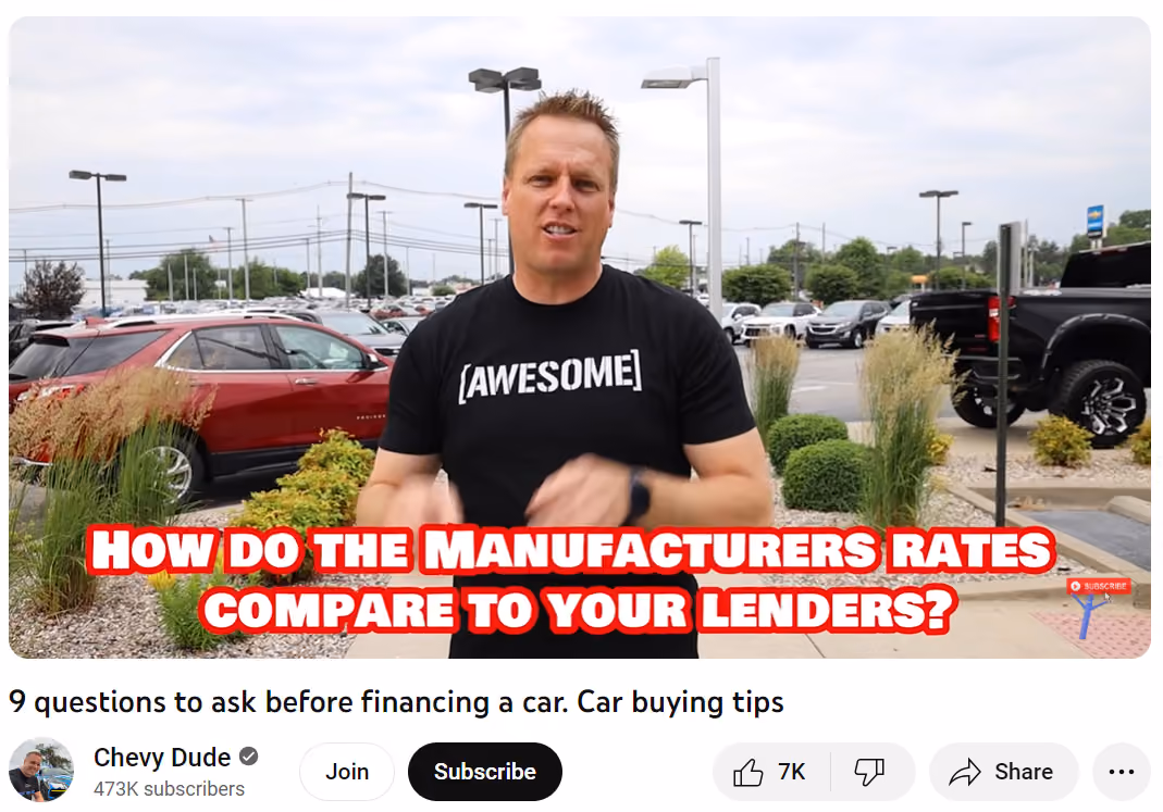 Car financing video exa,