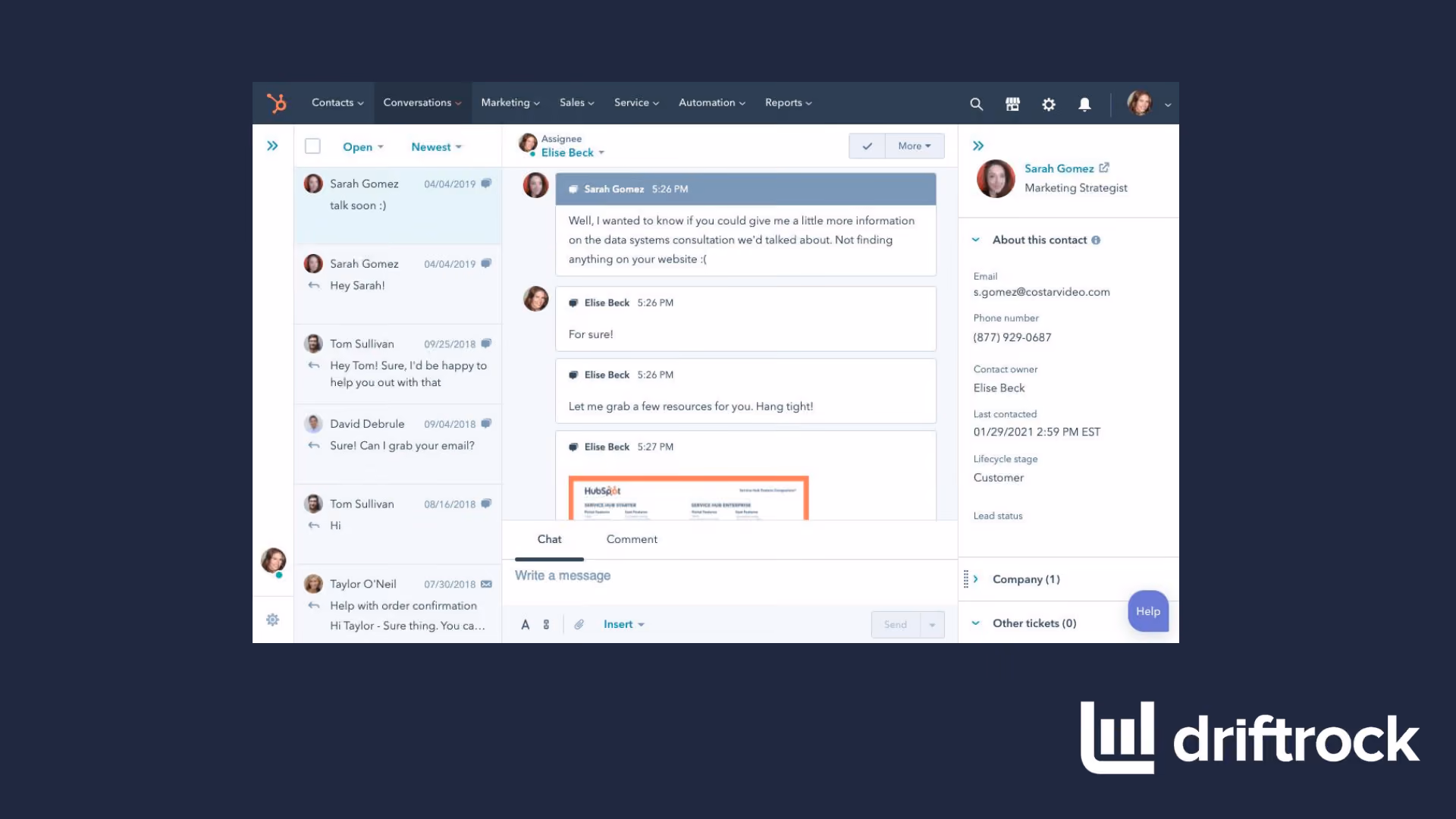 Captura de pantalla de HubSpot