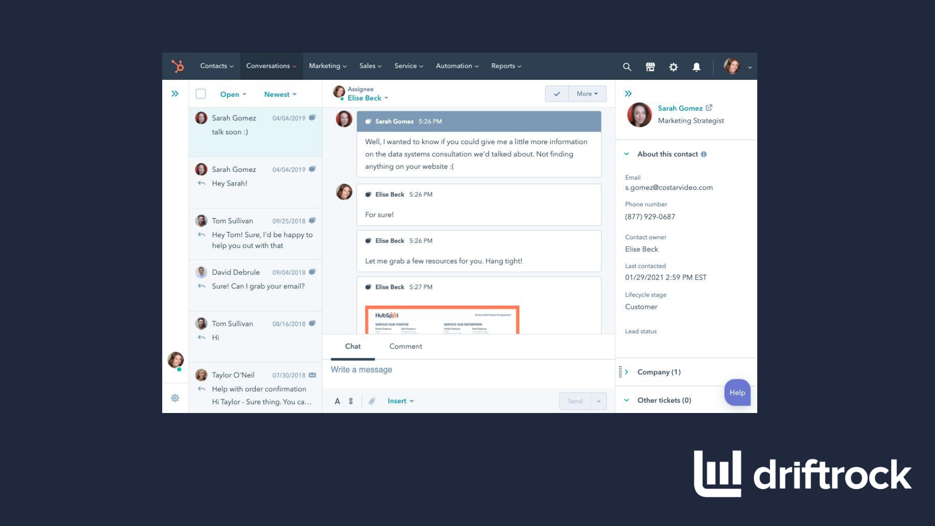 Hubspot screenshot