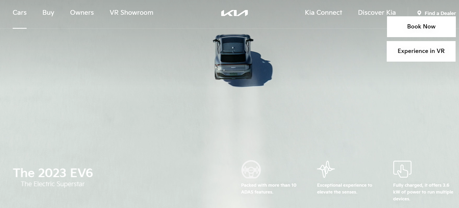 Kia EV6 landing page in India 