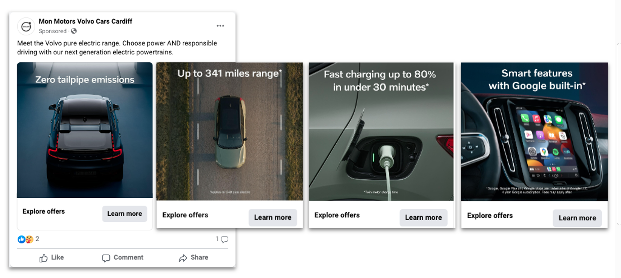 Volvo electric car advert carousel