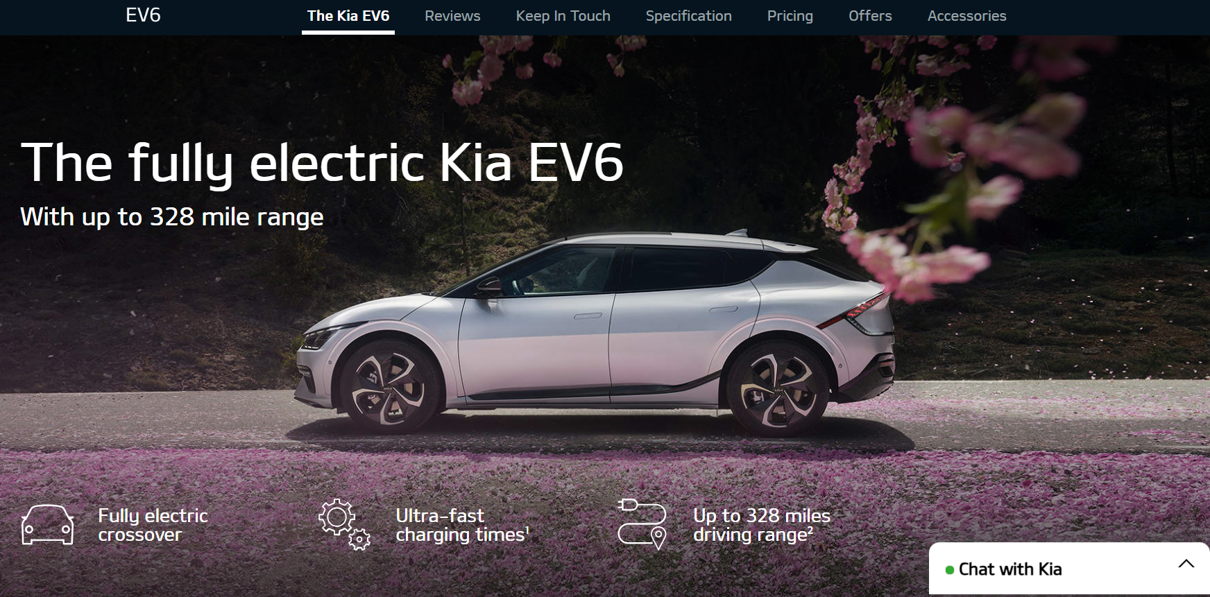 Kia EV6 landing page in the UK