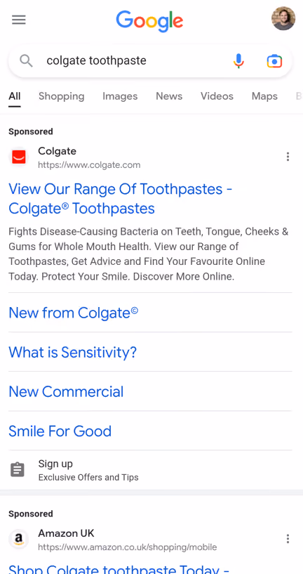 Beispiel für eine Google Lead-Anzeige: Colgate
