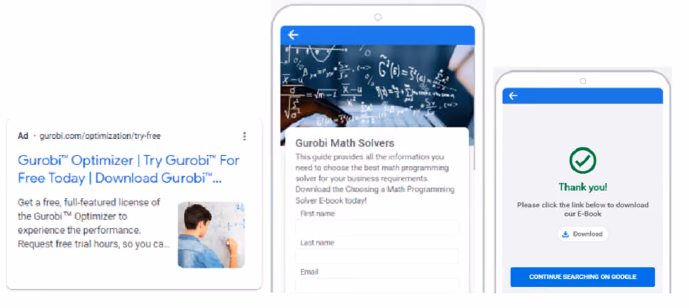 Beispiel für eine Google Lead-Anzeige: Gurobi