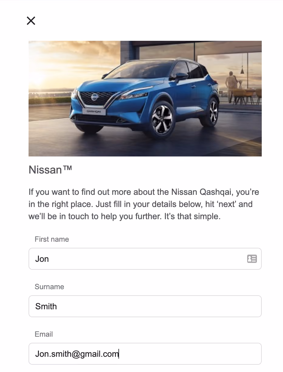 Beispiel für eine Google Lead-Anzeige: Nissan