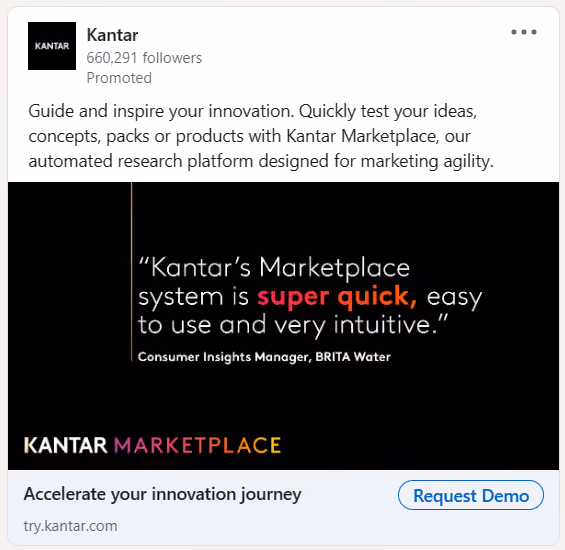 Ejemplo de anuncio en LinkedIn: Kantar