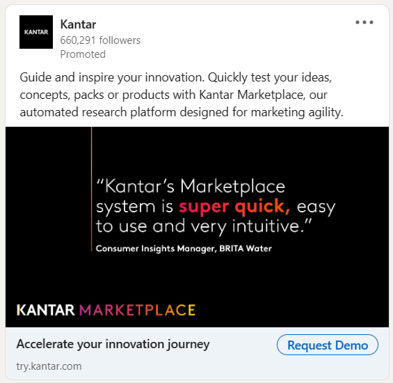 Beispiel für eine LinkedIn-Anzeige: Kantar