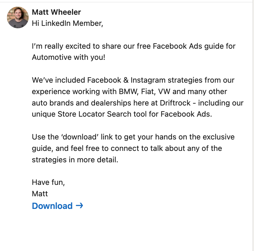 Beispiel für eine LinkedIn-Anzeige: Driftrock