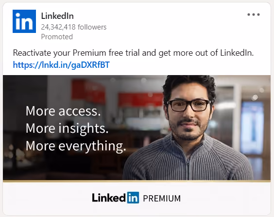 Ejemplo de anuncio en LinkedIn: LinkedIn