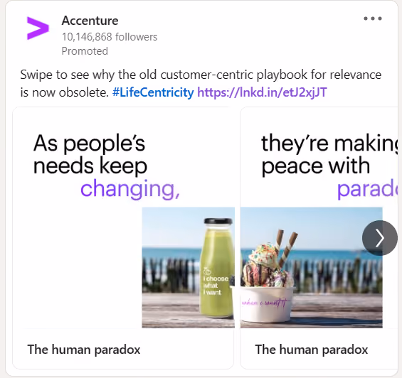 Ejemplo de anuncio en LinkedIn: Accenture
