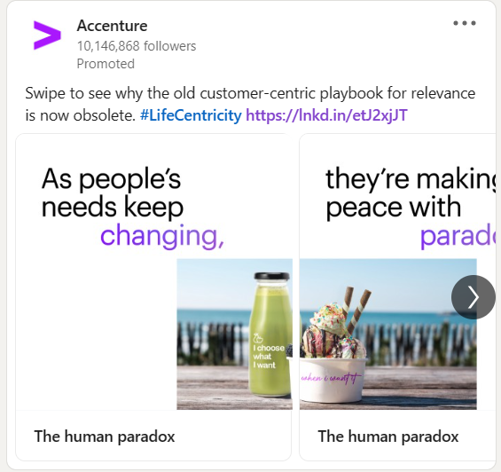 Beispiel für eine LinkedIn-Anzeige: Accenture