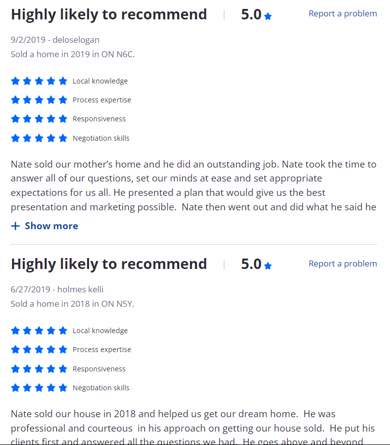 Reviews on real estate websites are powerful social proof